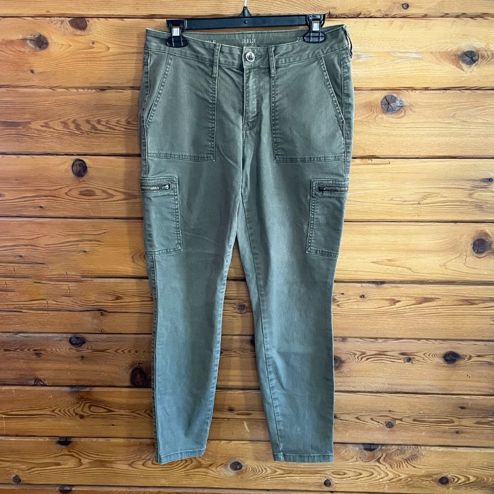 A.N.A Olive Green Cargo Chino Skinny Ankle Pant Size 28 / 6